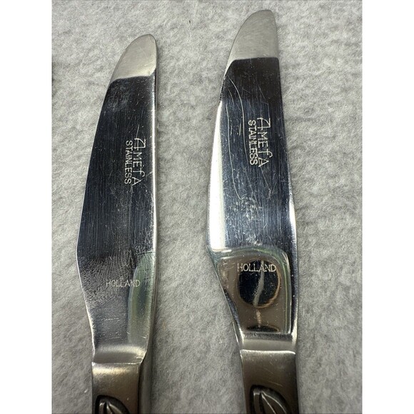4 Vintage Amefa Holland Tulip Time Dinner Knives Stainless Flatware Retired MCM - Picture 3 of 5